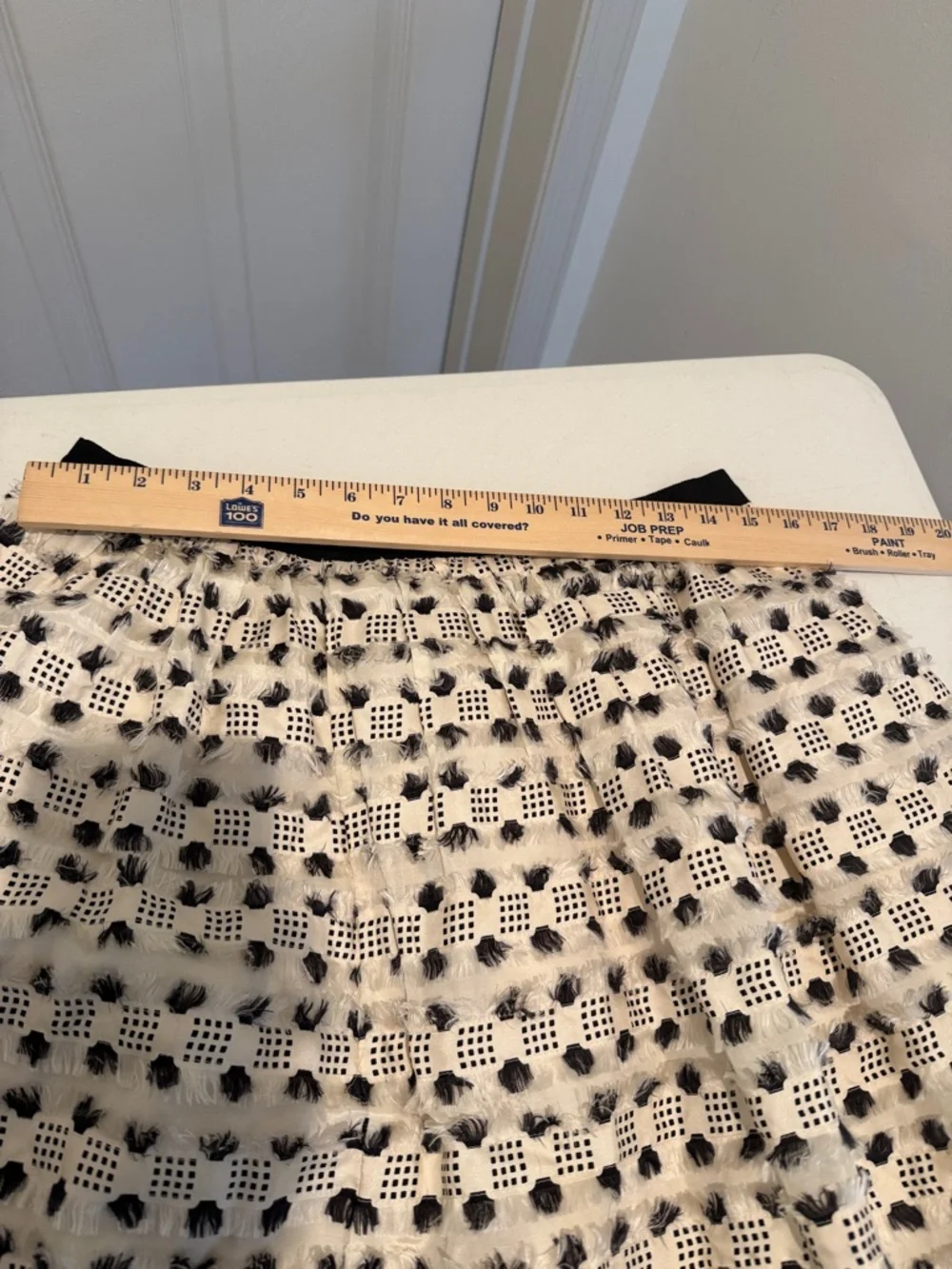 Light Cream Black Textured A-Line Frilly Glam Dramatic Edgy Autumn Girly Skirt 8